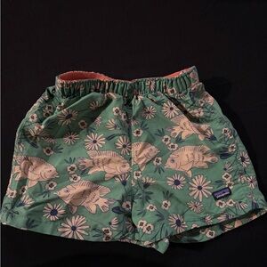 Patagonia Boys 2T Green Fish Print Shorts